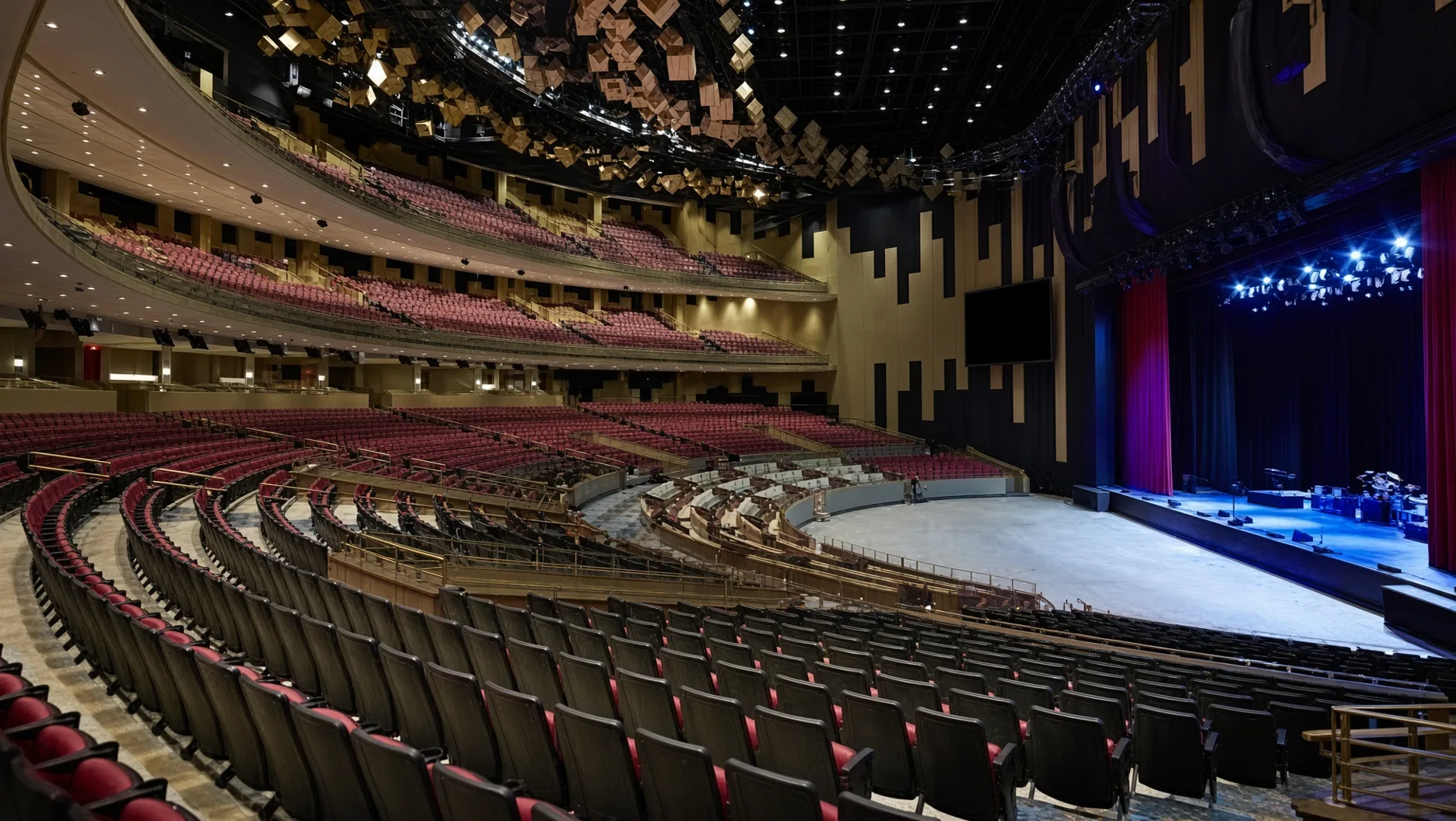 Large entertainment venue prepared for a stage production
