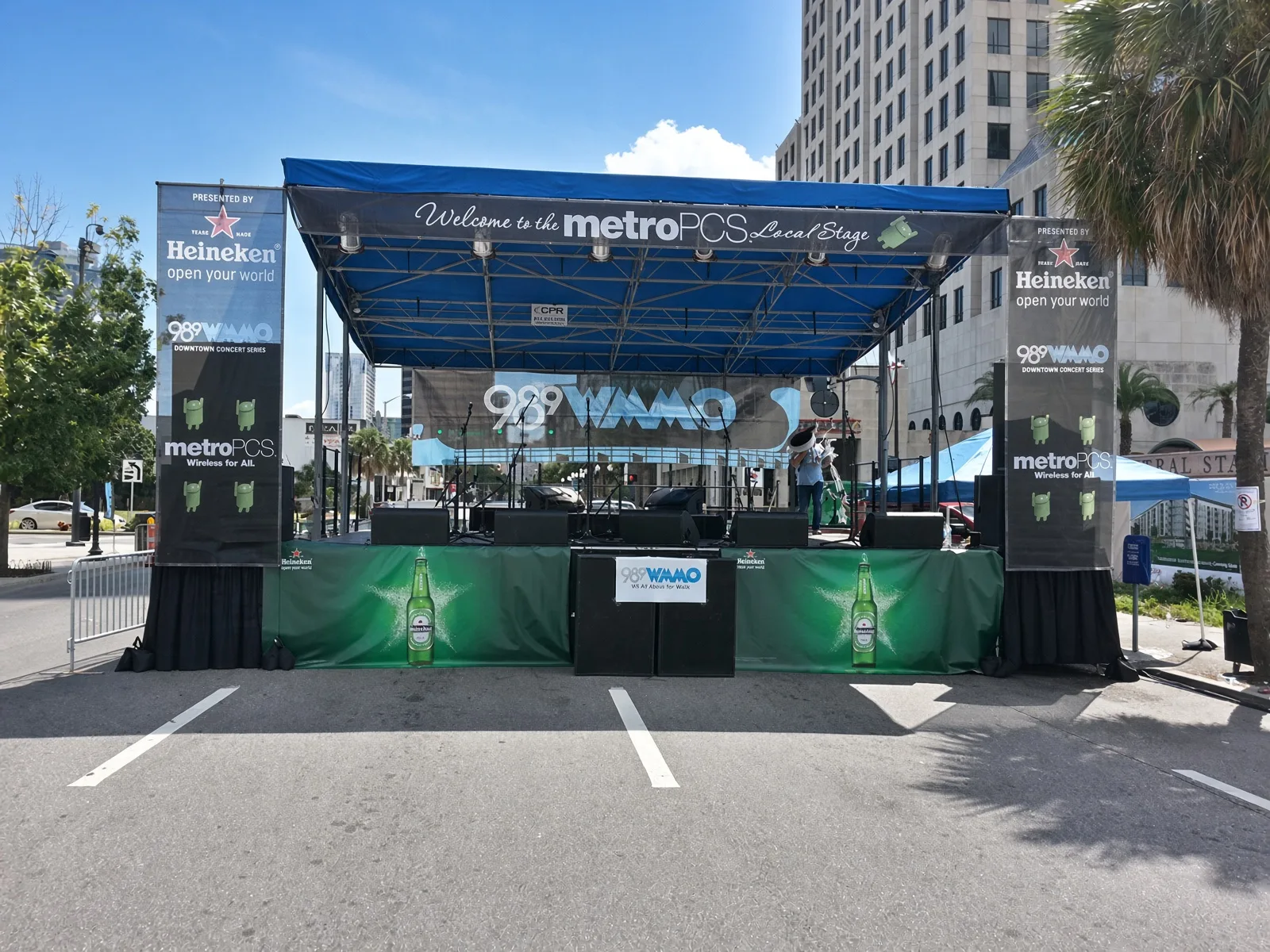 CPR mobile stage prepared for an outdoor concert